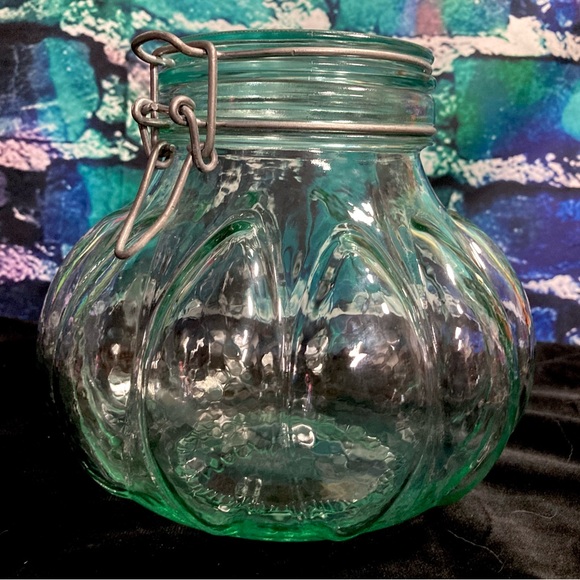 Vintage Green Italian Lidded Hermetic Apothecary Jar With Clamp Closure Italy - Picture 4 of 11